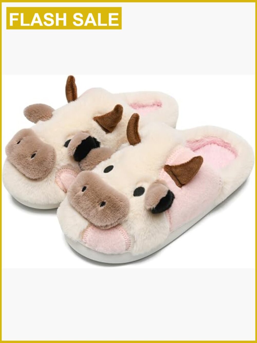 Fluffy Cow Slippers – Cute, Cozy, Non-Slip, Indoor/Outdoor